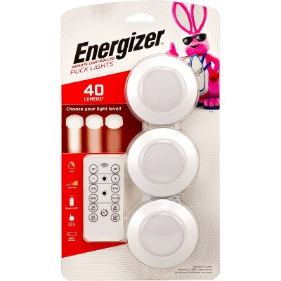 Energizer 3pk LED Puck Cabinet Lights Wireless with Remote White | Target