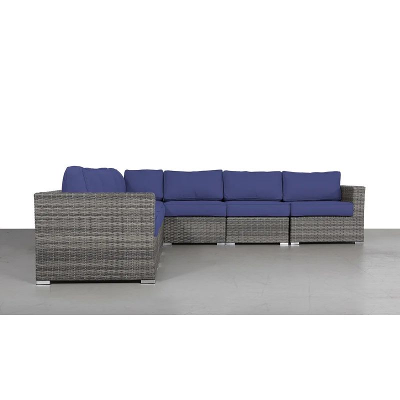 Cleo Fully Assembled 122'' Wide Outdoor Wicker Reversible Patio Sectional with Sunbrella Cushions | Wayfair North America