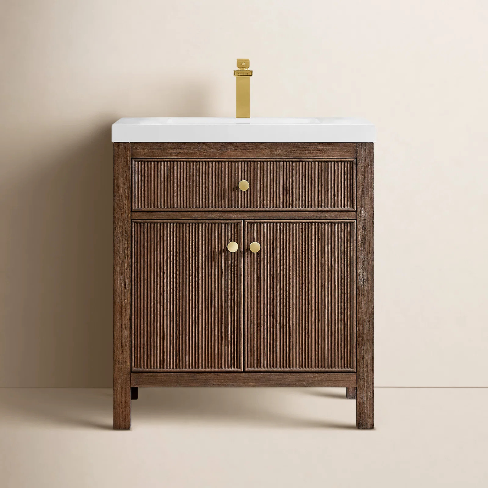 Lala 30" Single Bathroom Vanity in Engineered Stone Integrated Sink without Mirror | Wayfair North America