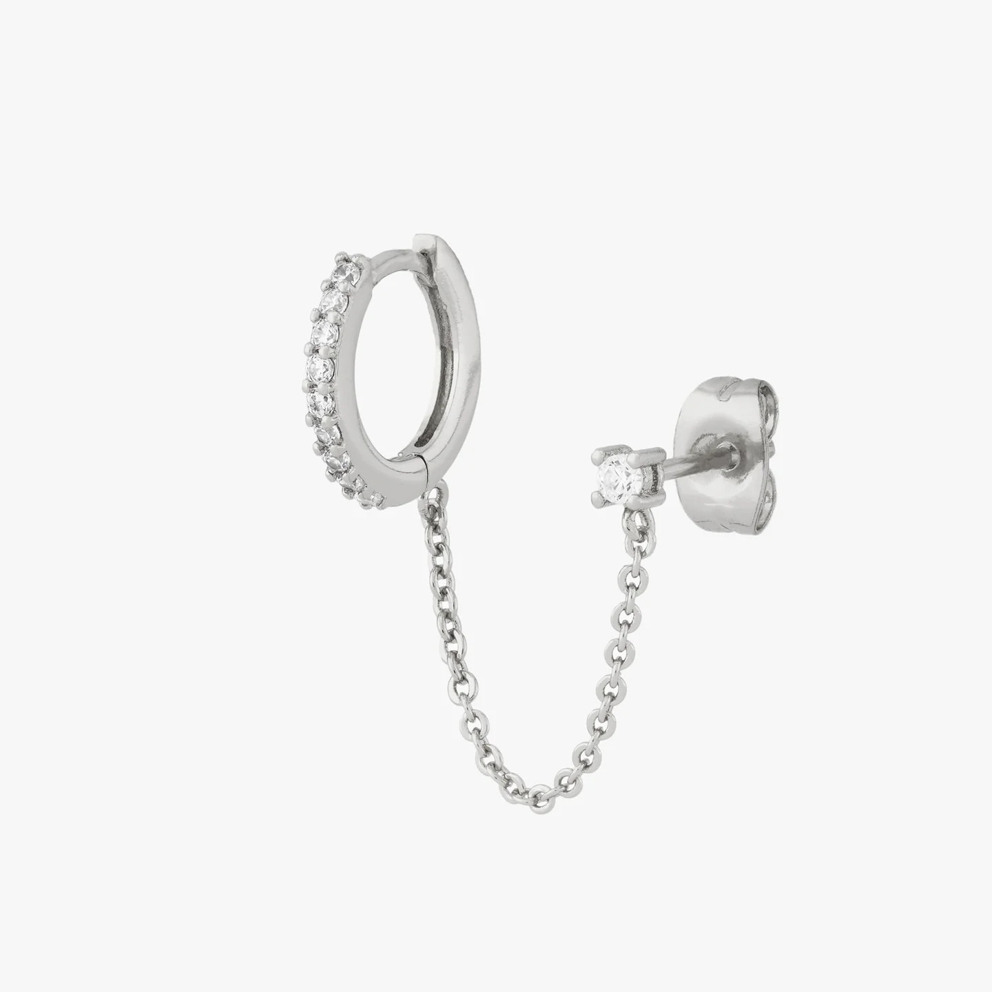 Chained Pavé Huggie x CZ Stud | Studs