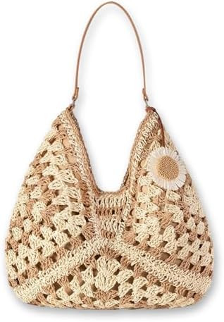 Women's Straw Beach Bag,Vintage Hobo Shoulder Tote - Summer Bag for Travel & Vacation | Amazon (CA)