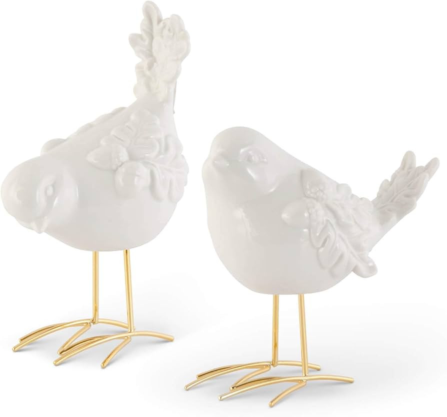 K&K Interiors 16950B Assorted White Porcelain Birds w/Gold Legs (2 Styles) | Amazon (US)