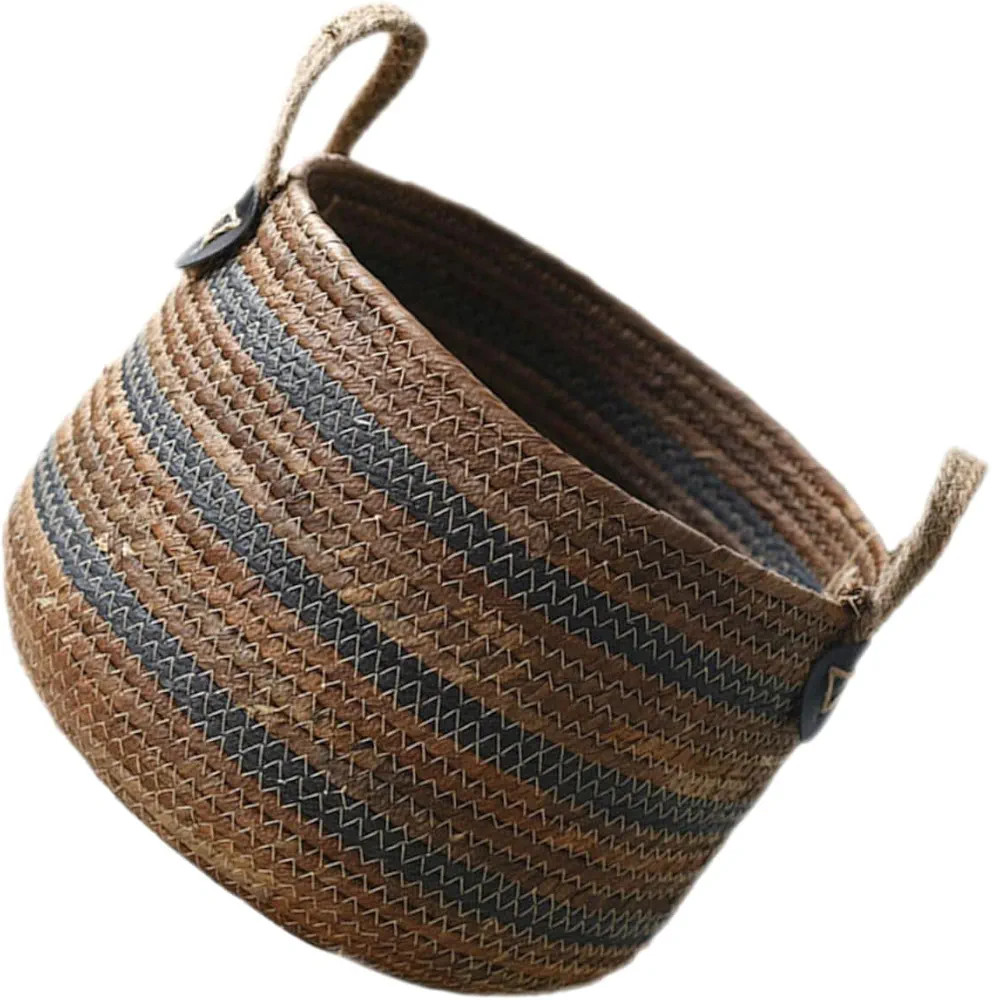 Luxshiny Woven Straw Basket Wicker Blanket Basket Handmade Large Laundry Storage Basket Rattan Plant Pots Toy Organizer Grocery Containers for Book Cloth | Amazon (US)