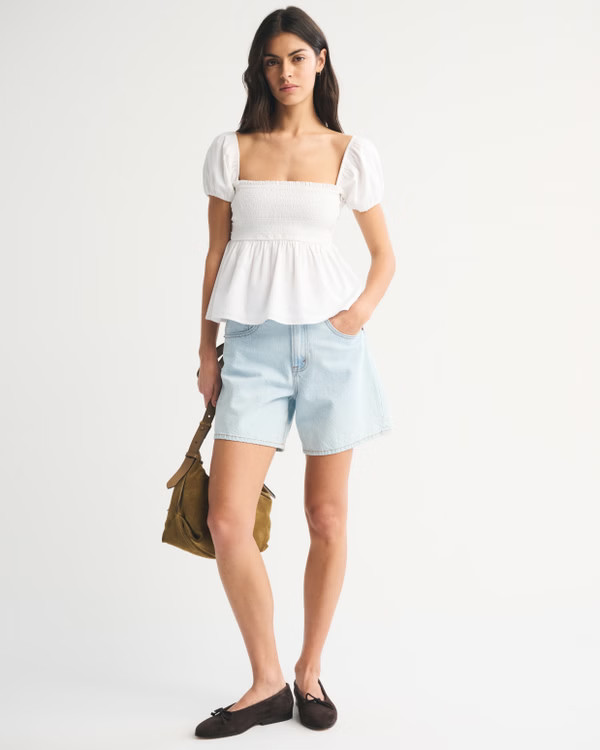 Convertible Sleeve Smocked Top | Abercrombie & Fitch (US)