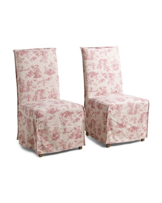 Set Of 2 Sofia Toile Skirted Chairs | TJ Maxx