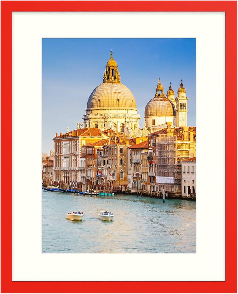 wyooxoo 16x20 Picture Frame Red Solid Wood Photo Frames Display Pictures 12x16 with Mat or 16x20 ... | Amazon (US)