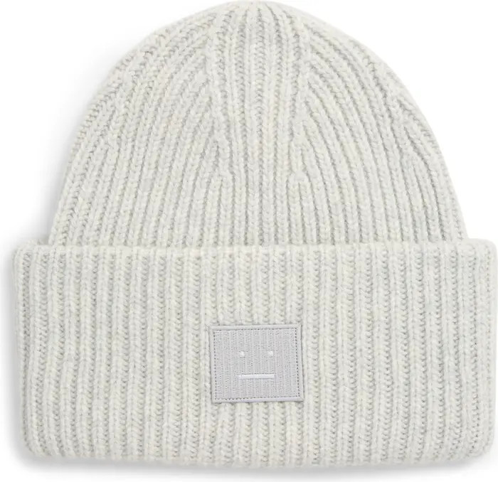 Acne Studios Pansy Face Patch Rib Wool Beanie | Nordstrom | Nordstrom
