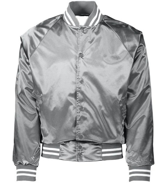 Custom Silver Satin Bomber Jacket | The Denim Blonde