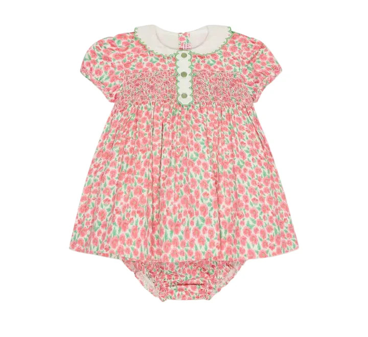 La Coqueta Red Floral Coco Baby Girl Hand Smocked Set | JoJo Mommy