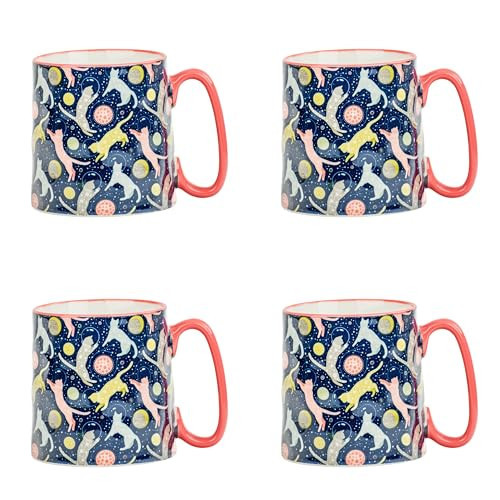 10 Strawberry Street Bella Mug, Cats in Space, Set of 4 | Amazon (US)