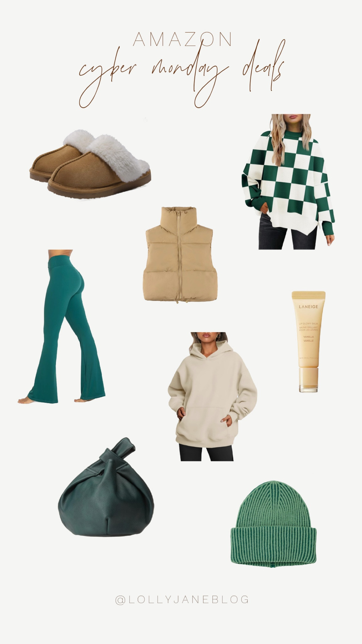 Cyber Monday ALERT! The deals you've been waiting for are HERE! 

Cozy up in style with:
Comfy boots & slippers 
A chic khaki vest 
A cute green checkered sweater 
The perfect tan hoodie for fall 
Vanilla lip balm for that soft kissable pout 
Green flare leggings for a pop of fun & comfort 
A cozy green beanie to top it all off 
Hurry—these deals won't last long! Grab your faves while they're still up for grabs! #CyberMonday #AmazonDeals #CozyVibes #WinterFashion

#LTKHoliday #LTKCyberWeek #LTKGiftGuide