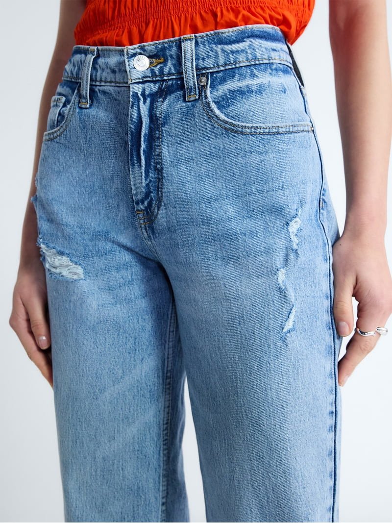 Free Assembly Women's High Rise Straight Cropped Jeans, Sizes 0-18 | Walmart (US)