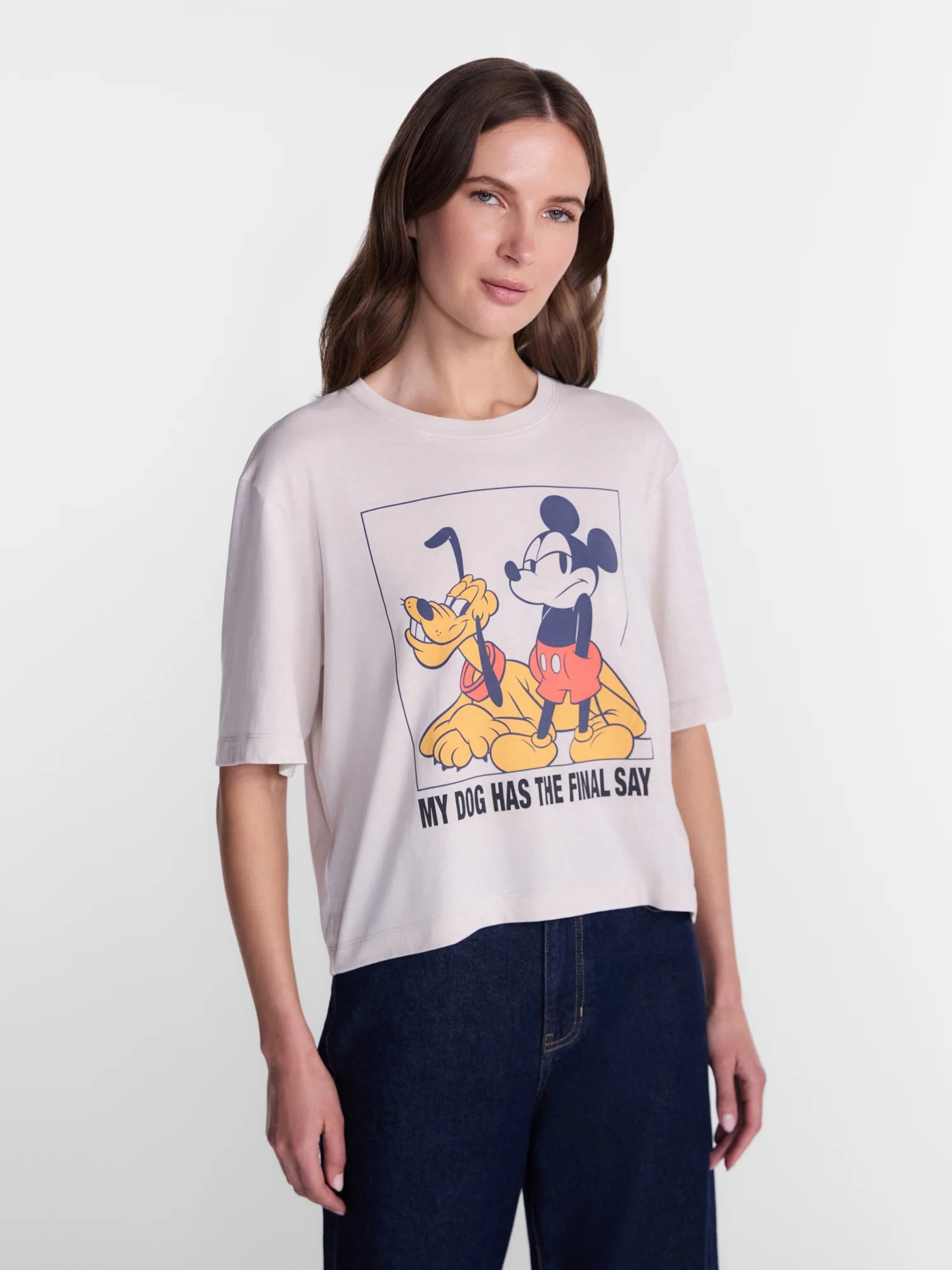 Disney Mickey Mouse Women\u2019s Graphic Skimmer Tee with Short Sleeves, Sizes XXS-XXL | Walmart (US)