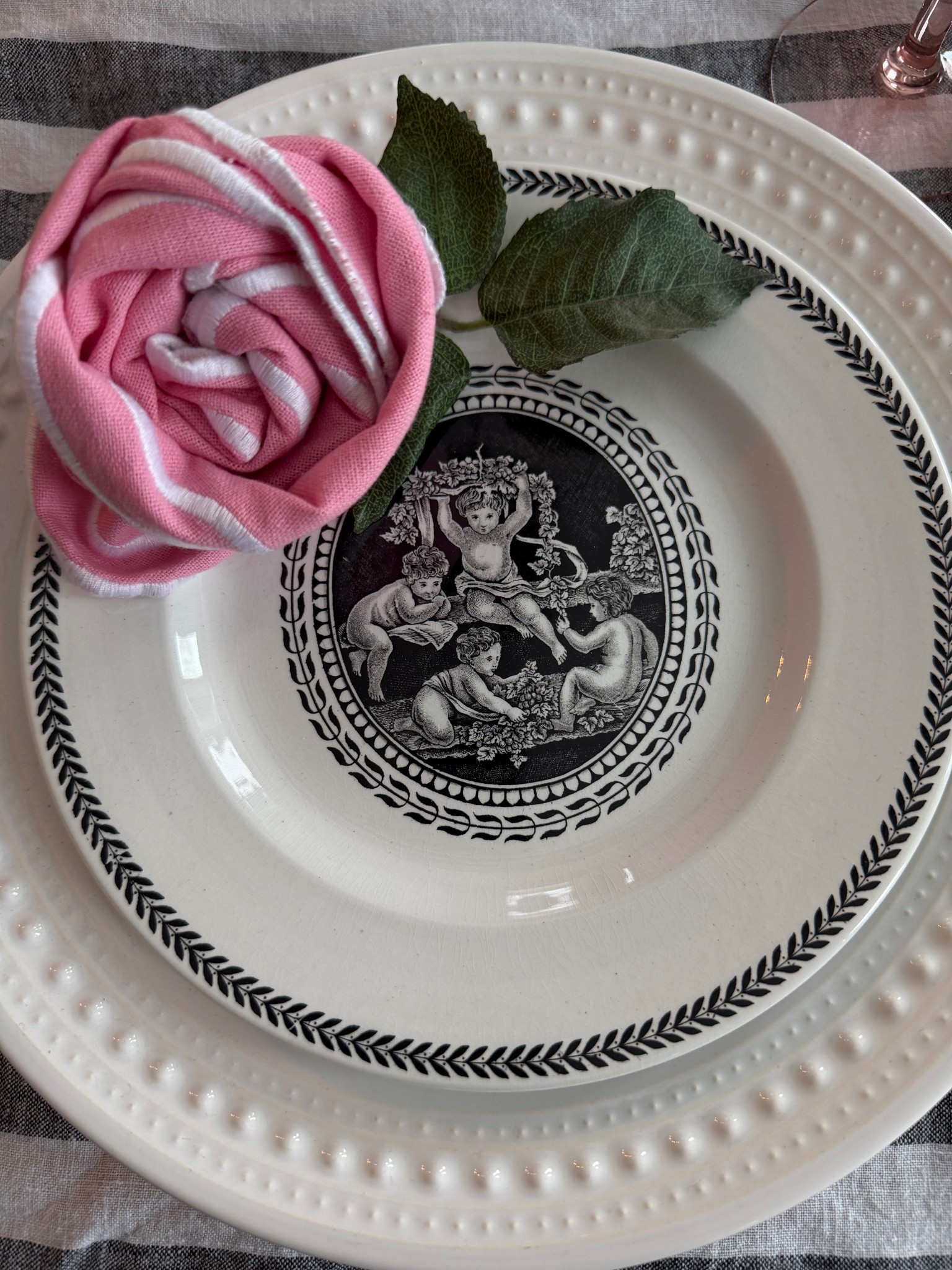 Valentine Cherub table setting with Rose napkins #valentinetable #cherubplates #rosenapkins 
 #valentinedecor #cherubs #valentinetablesetting

#LTKValentine #LTKHome #LTKdayinmylife