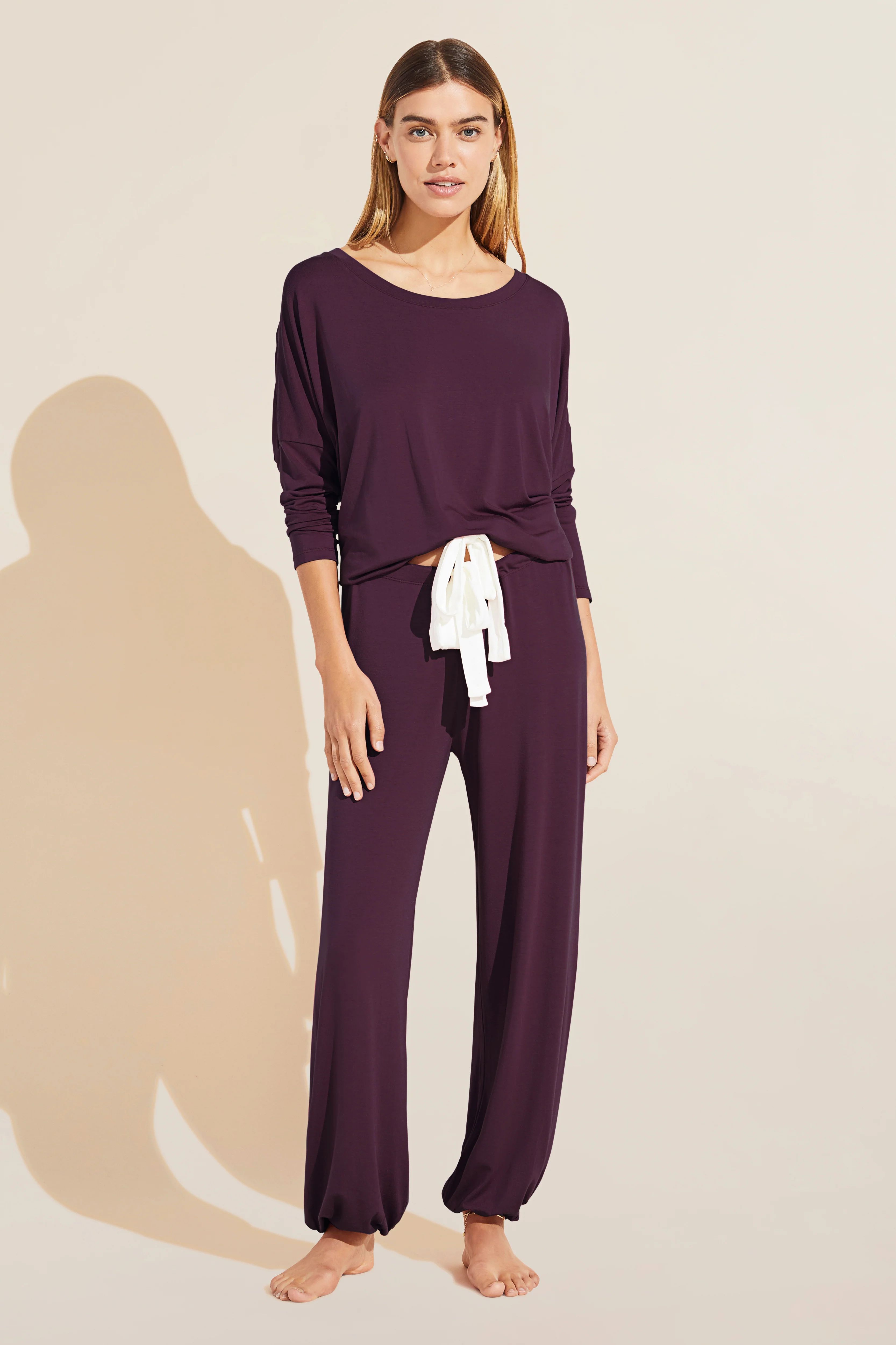 Gisele TENCEL™ Modal Slouchy PJ Set - Plum/Ivory - Eberjey | Eberjey