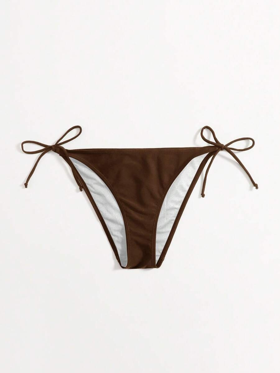 Swim Vcay Women's Summer Beach Solid Color Tie-Side Bikini Bottom | SHEIN