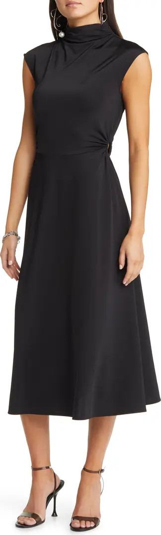 Ring Detail A-Line Midi Dress | Nordstrom