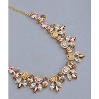 Last One Blush Rose Gold Morganite Embellished Necklace, Swarovski Tennis Necklace, Marquise, Paved  | Etsy (US)