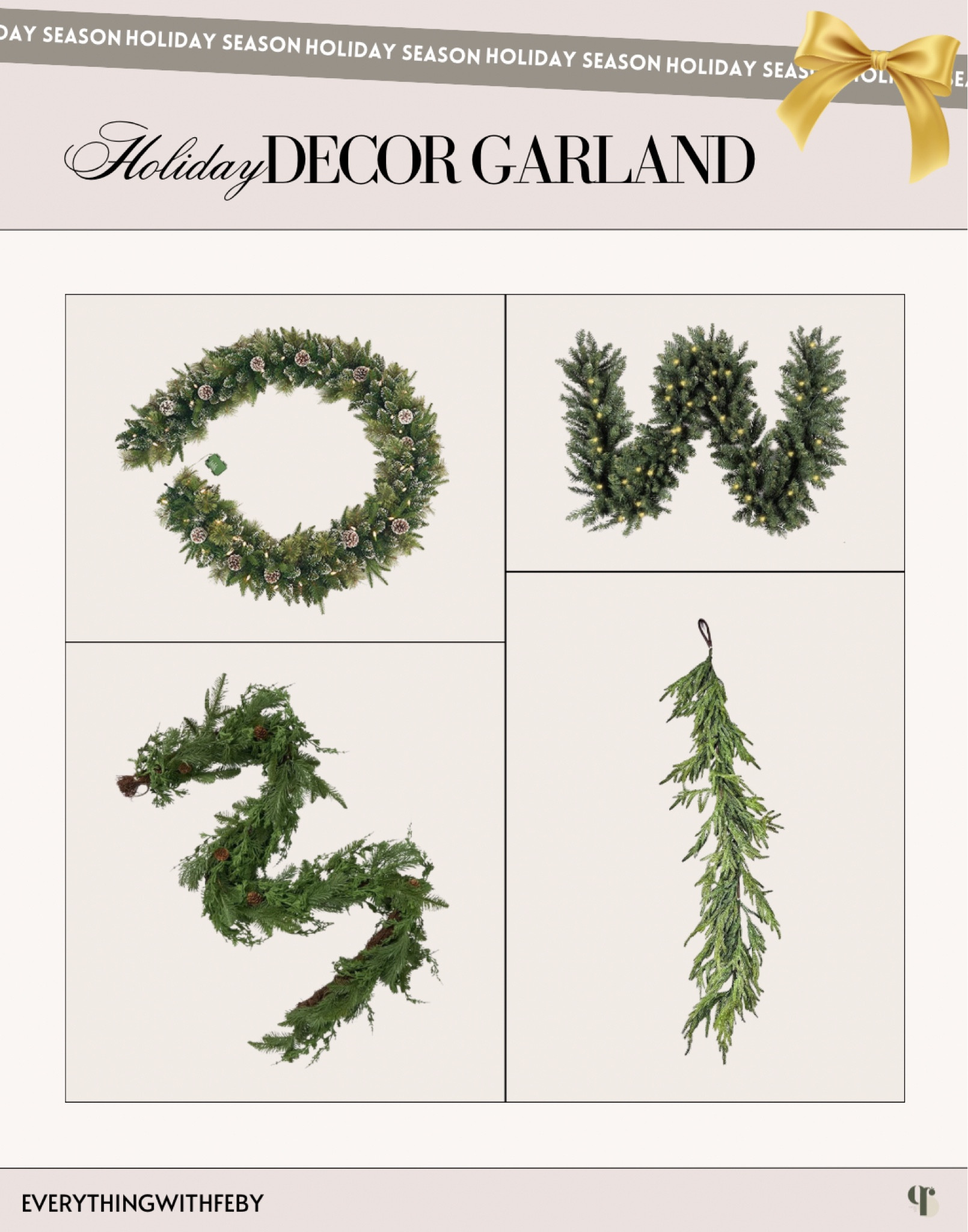 Holiday Garland Decor

Christmas garland / pre lit Christmas garland / Christmas decor / Christmas essentials / amazon finds / walmart finds / home decorr

#LTKhome #LTKSeasonal #LTKHoliday