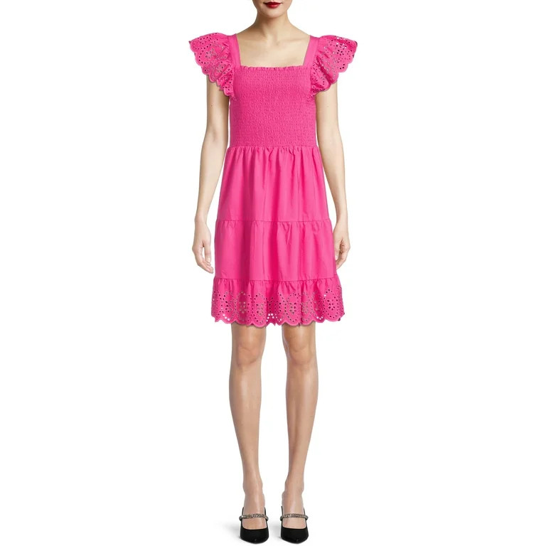 Time and Tru Women's Smocked Eyelet Dress | Walmart (US)