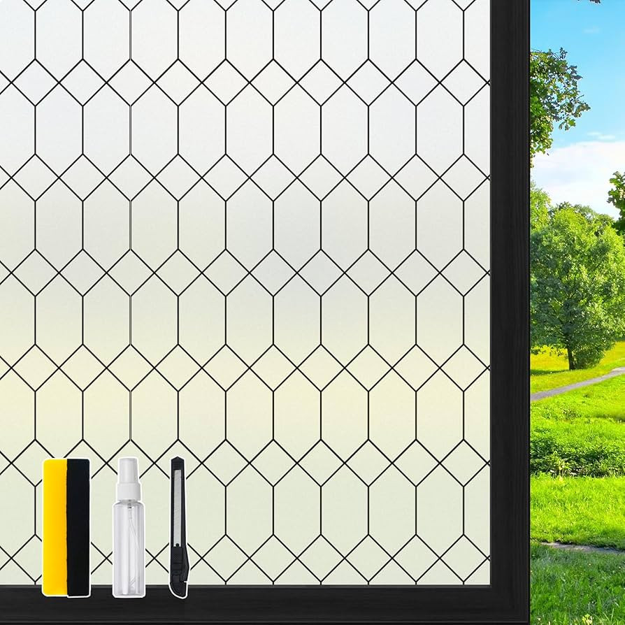 DKTIE Window Privacy Film Stained Glass Frosted Glass Window Clings Moroccan Lattice Decorative B... | Amazon (US)