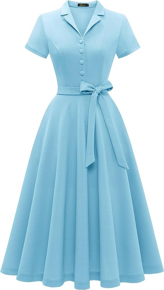 Wedtrend Women's Vintage Tea Dress, Short Sleeve Cocktail Party Dress Work Church Casual Dress | Amazon (US)