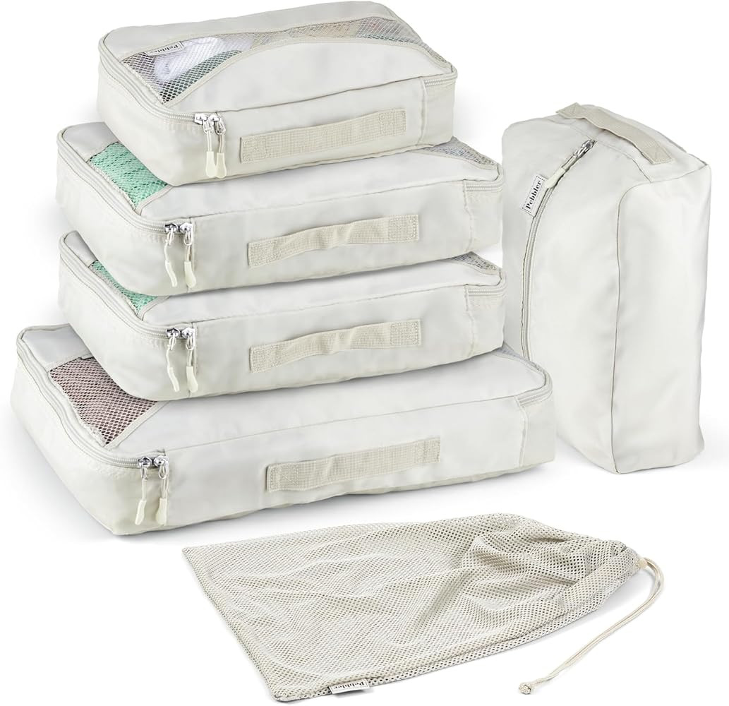 5 Piece Packing Cubes for Travel in Sizes (X-Large, Large, Medium, Small) by Pebbler | Organizers... | Amazon (US)