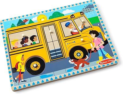 Melissa & Doug The Wheels on the Bus Sound Puzzle - School Bus Puzzle, Wooden Puzzle For Kids and... | Amazon (US)