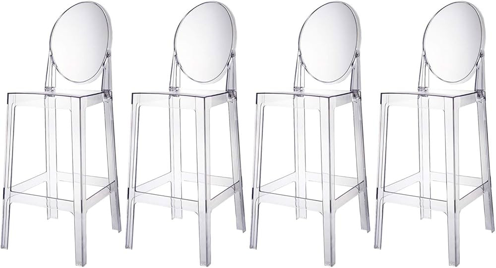 2xhome - Set of Four (4) Clear 30" Seat Height Barstool Modern Ghost Side Bar Stool - Accent Stoo... | Amazon (US)