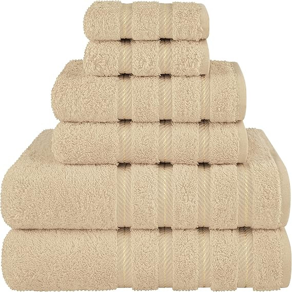 American Soft Linen Luxury 6 Piece Towel Set, 2 Bath Towels 2 Hand Towel 2 Washcloths, 600 GSM 10... | Amazon (US)