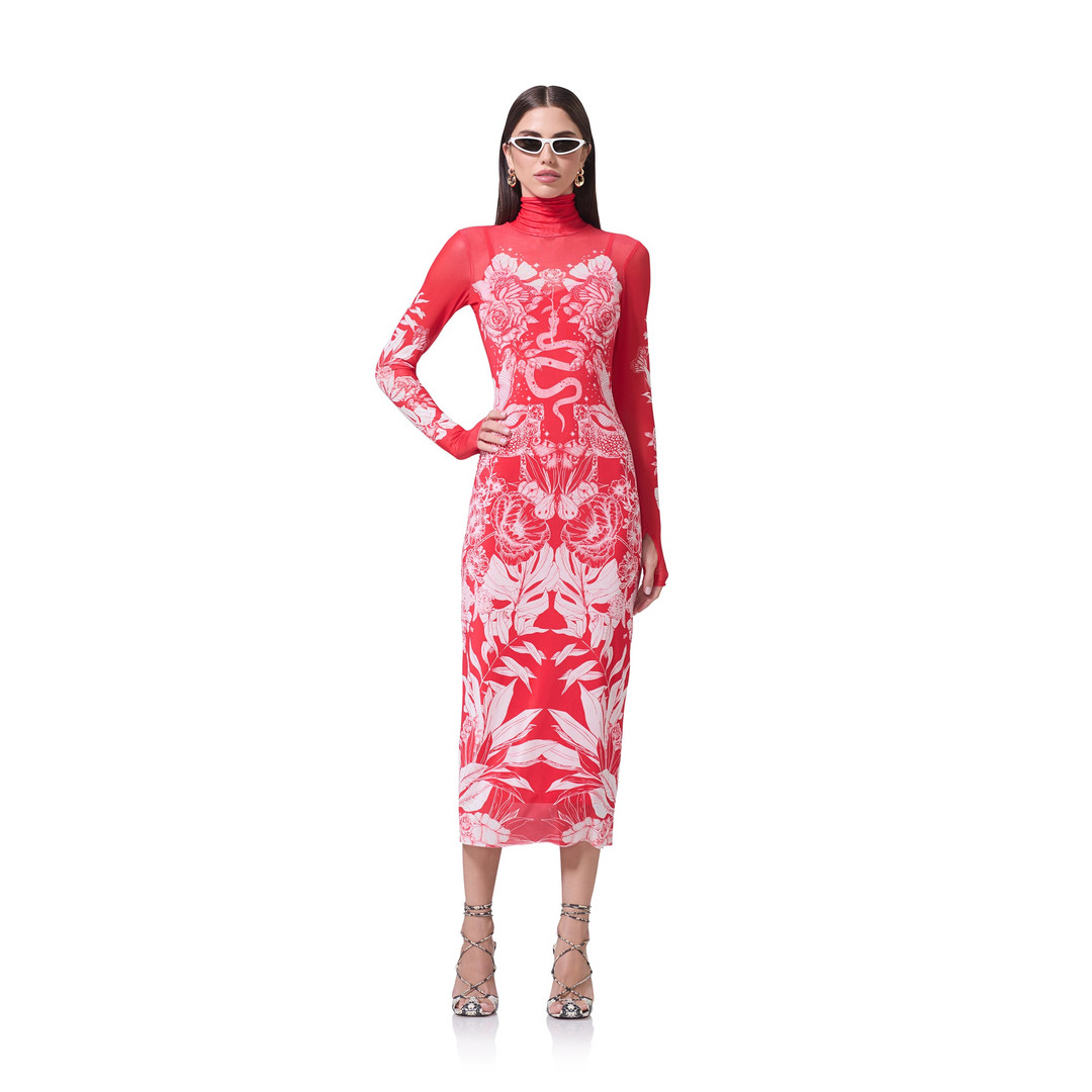 Shailene Dress - Red Botanical | ShopAFRM