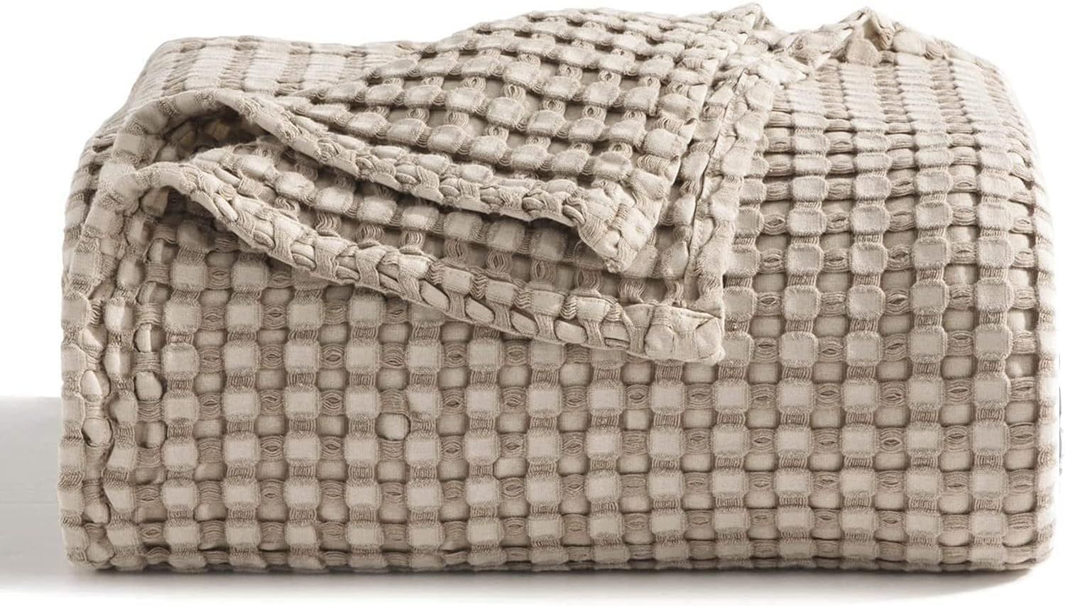 Bedsure Cotton Waffle Weave Blanket King Size - Khaki Soft Lightweight Bed Blanket for All Season... | Amazon (US)