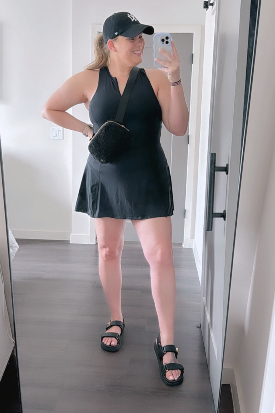 All black Athleisure OOTD 

Target dress & sandals
Lululemon belt bag 

I’m wearing an XL in the dress 

#LTKStyleTip #LTKFitness #LTKMidsize