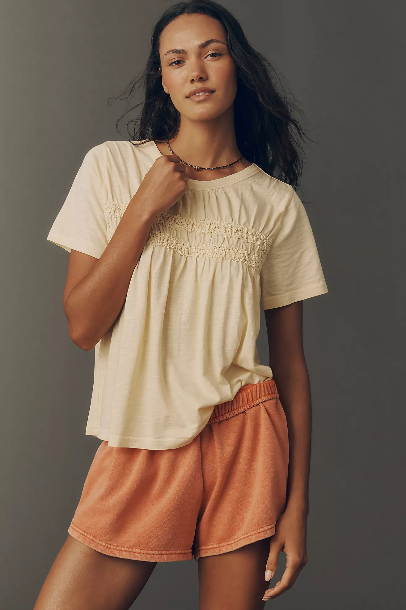 Pilcro Short-Sleeve Smocked Tee | Anthropologie (US)