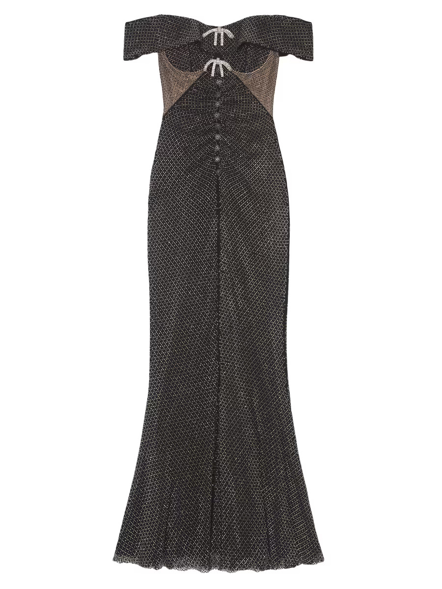 Rhinestone-Embellished Off-the-Shoulder Maxi-Dress | Saks Fifth Avenue