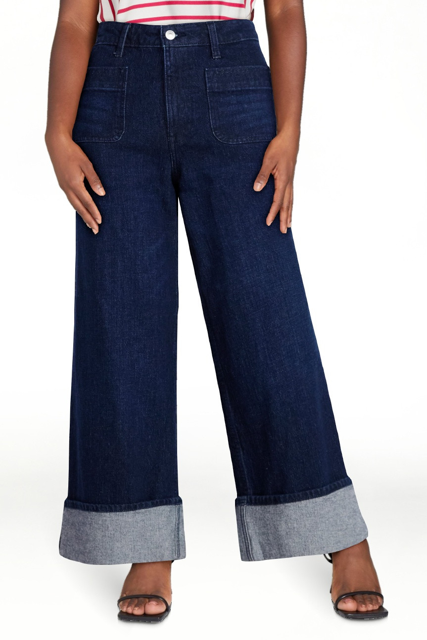 Free Assembly Women’s High Rise Cuffed Jean Pants with Patch Pockets, 30" Inseam, Sizes 0-28W | Walmart (US)