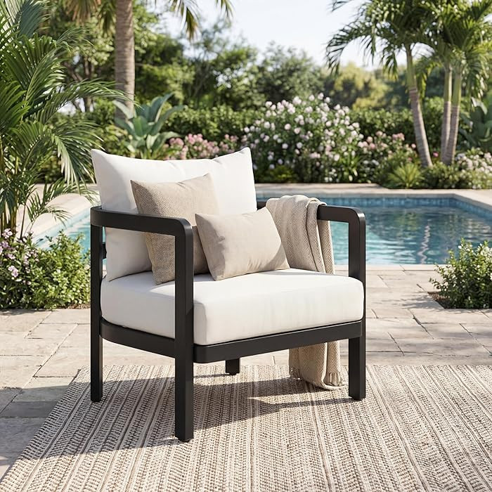 Christopher Knight Home Lulala Aluminum Lounge Chair Outdoor with Removable Cushion, Metal Frame ... | Amazon (US)