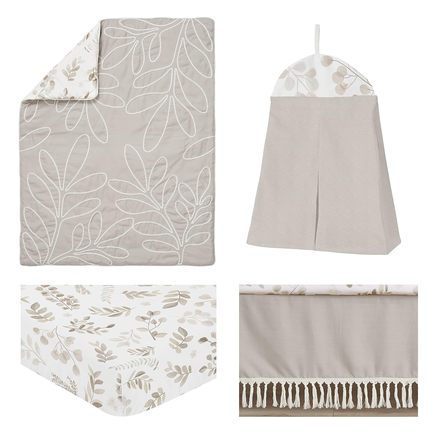 Sweet Jojo Designs Boho Botanical Leaf Baby Boy Girl Nursery Crib Bedding Set - 4 Pieces - Gender... | Amazon (US)