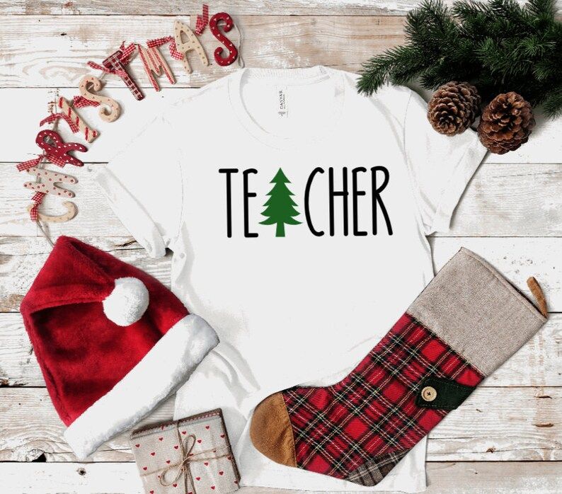 Teacher Christmas Tree Christmas Shirt , Teacher Holiday Shirt, Christmas Teacher Gift, Custom Sh... | Etsy (US)