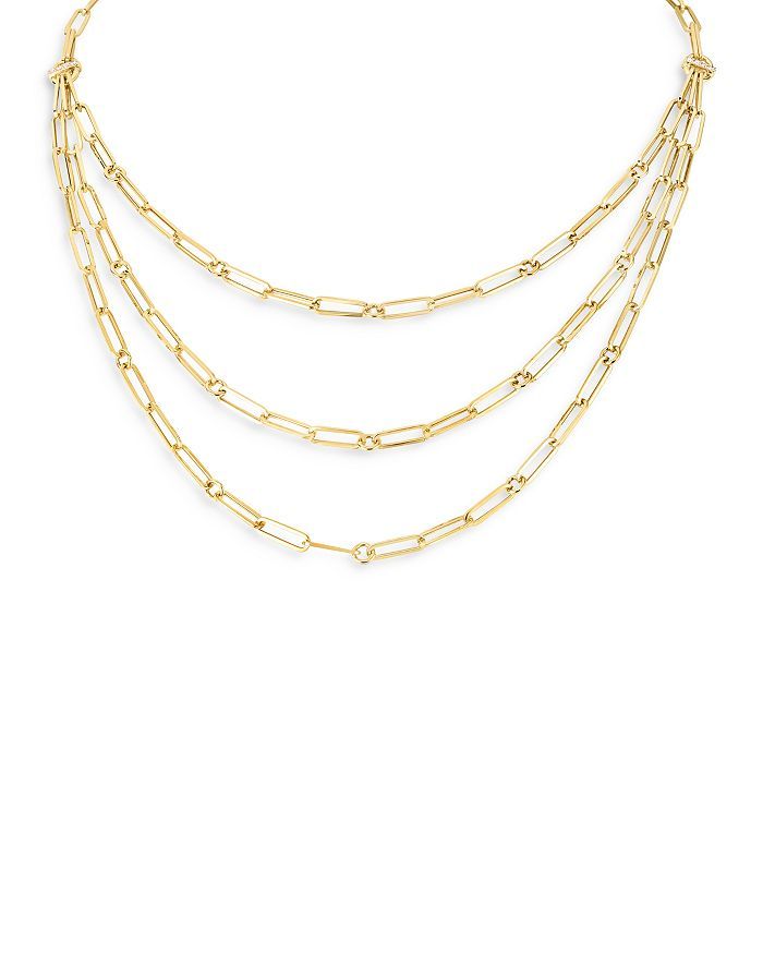 18K Yellow Gold Designer Gold Diamond Layered Paperclip Link Necklace, 15" | Bloomingdale's (US)
