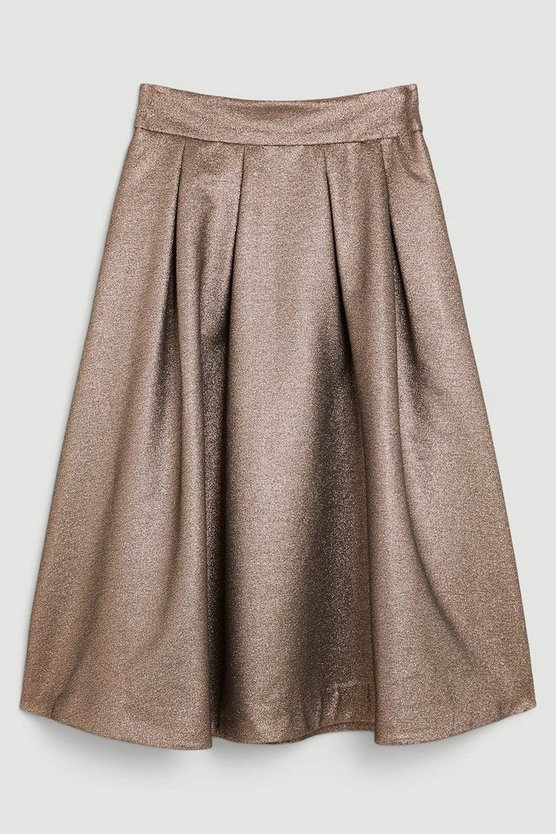 Tailored Metallic Full Midi Skirt | Karen Millen UK + IE + DE + NL