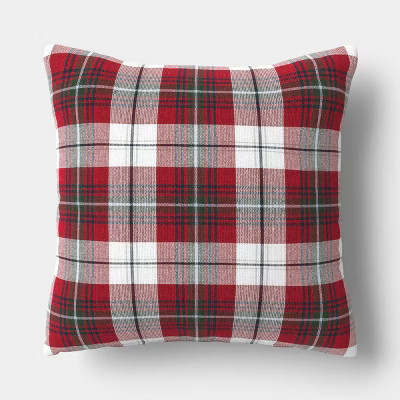 2pk Plaid Cotton Pillow Dark Red - Threshold™ | Target