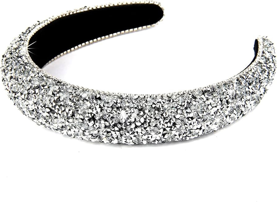 Wecoe Rhinestone Diamond Bling Glitter Sparkle Silver Fashion Headbands for Women and Girls - Thi... | Amazon (US)