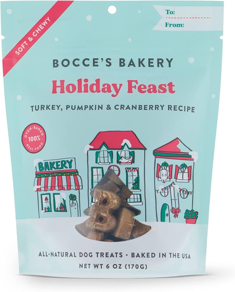 Bocce's Bakery Holiday Feast Recipe Treats for Dogs, Wheat-Free Everyday Dog Treats, Made with Re... | Amazon (US)