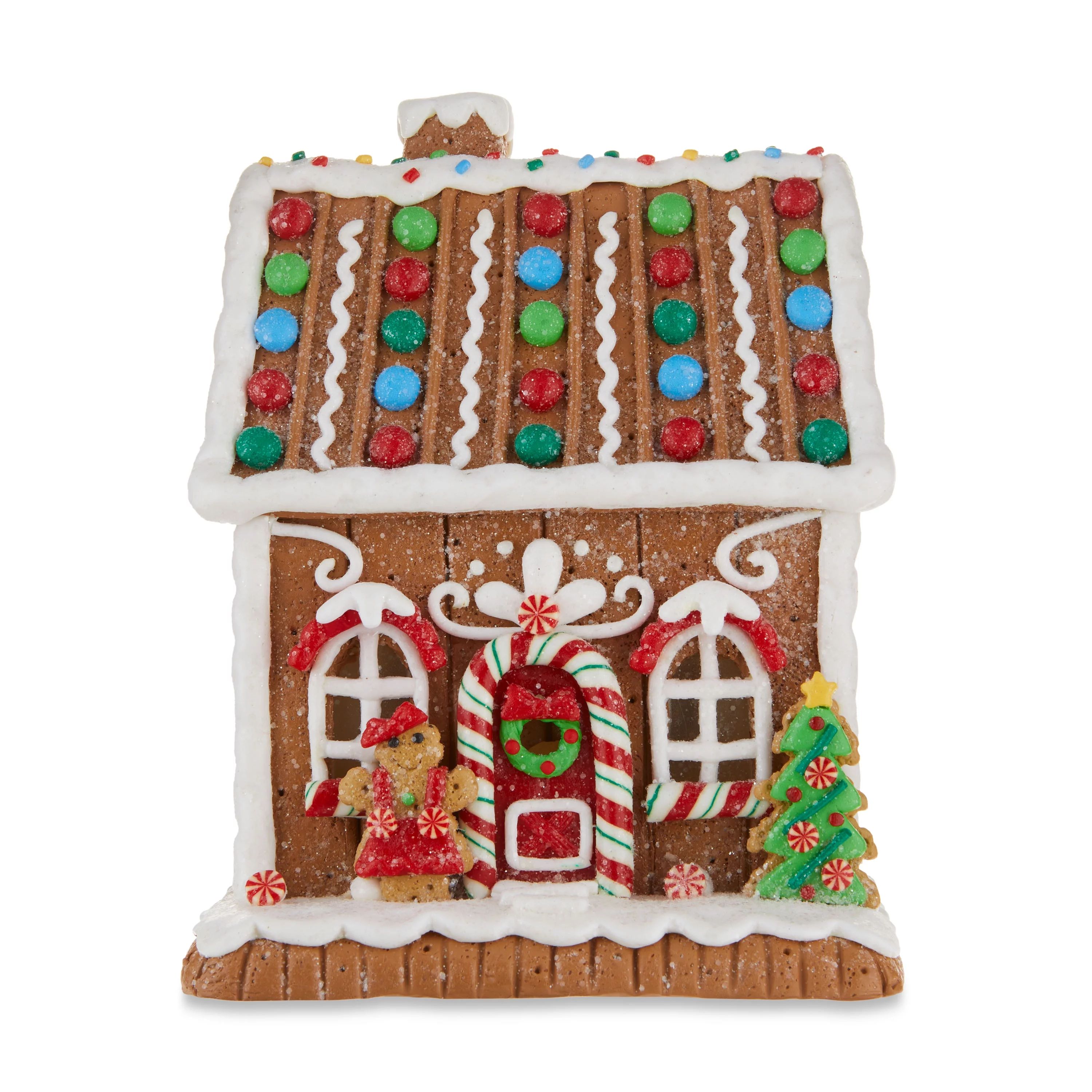 Clay Dough Gingerbread House with LED Lights Christmas Decoration, Multicolor, 7.5", by Holiday T... | Walmart (US)