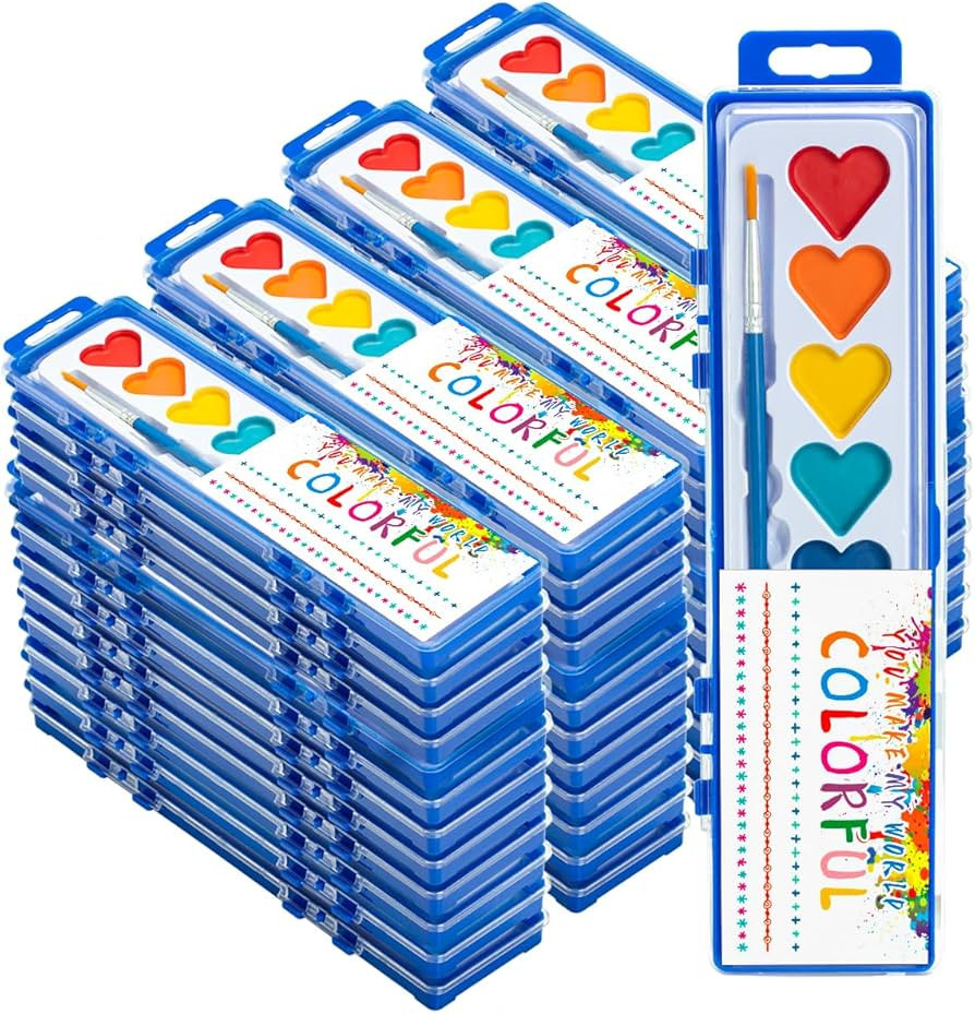 48 Pack Watercolor Paint Set, Washable Water Color Kids Paint Set with Paintbrush for Toddlers Ad... | Amazon (US)