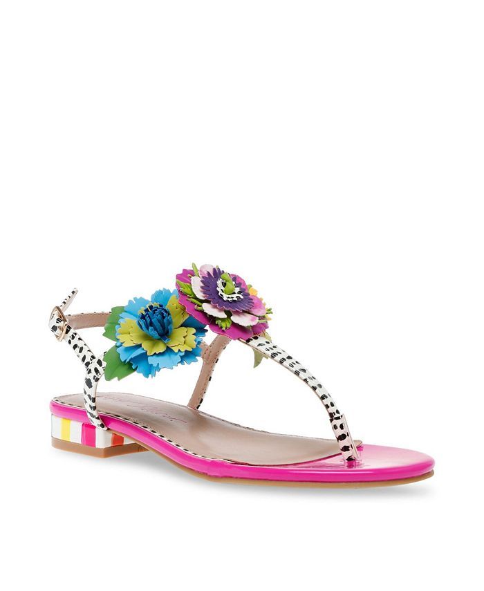Betsey Johnson Women's Angie Flower Embellished Flat Sandals & Reviews - Sandals - Shoes - Macy's | Macys (US)
