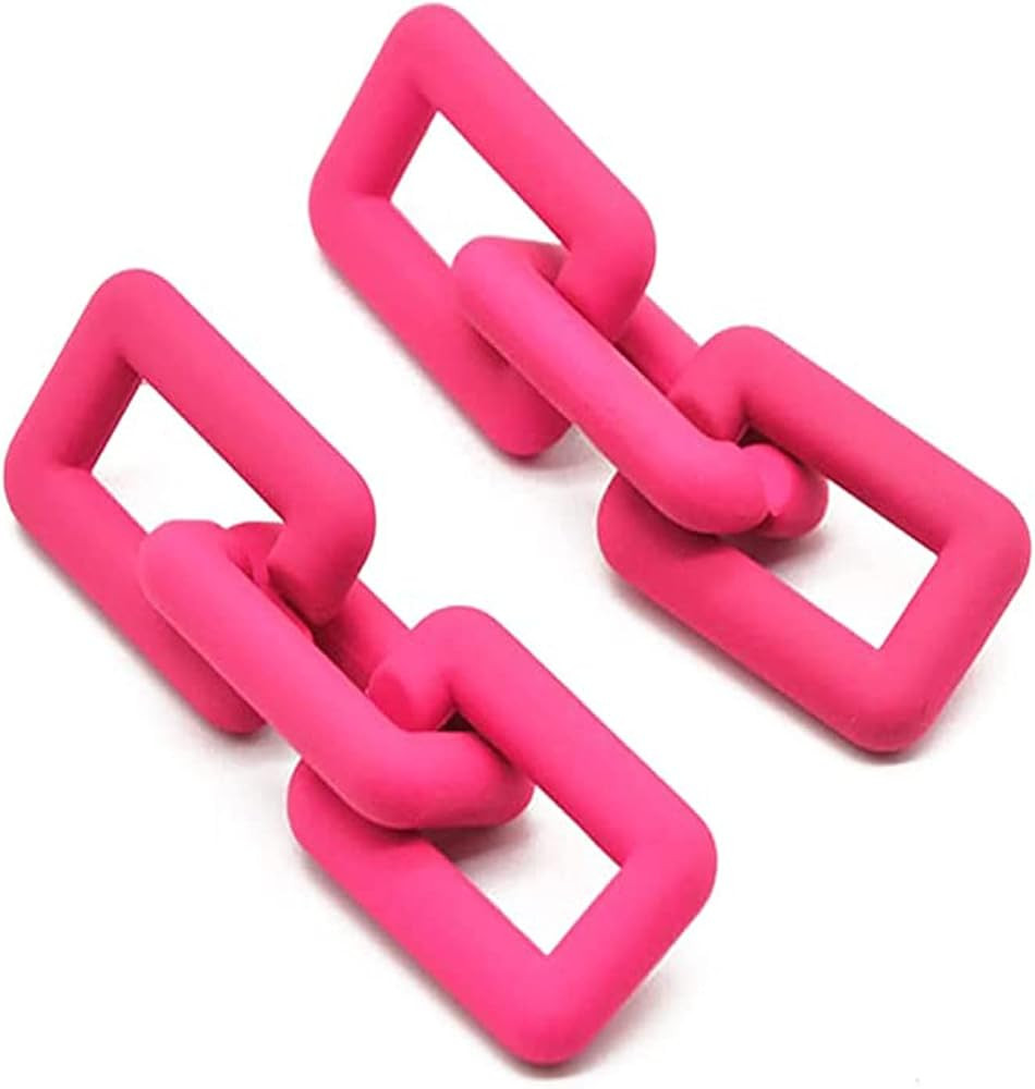 Chunky Acrylic Link Multicolor Thick Rectangle Paperclip Link Chain Earrings Resin Geometric Pape... | Amazon (US)