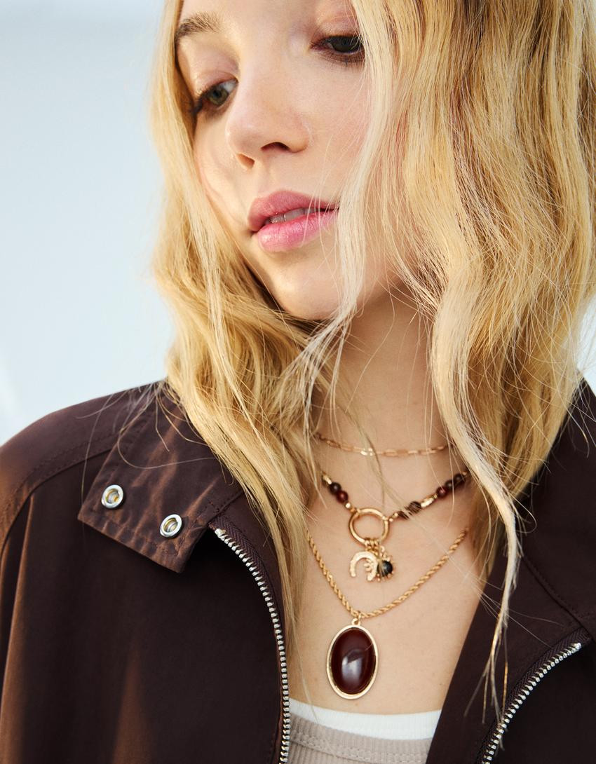 4-pack of rhinestone cross necklaces - Necklaces - Women | Bershka GB