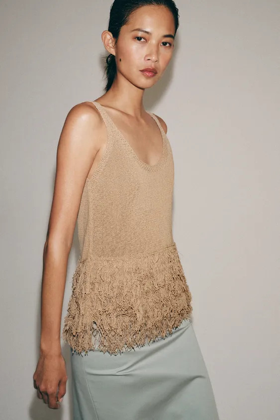 FRINGED KNIT TOP | Zara UK